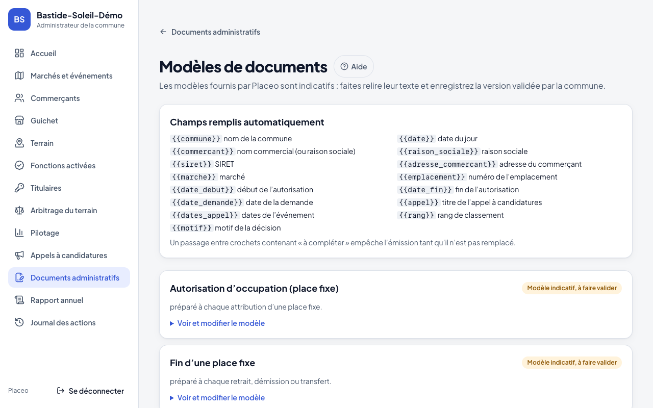 Modèles de documents